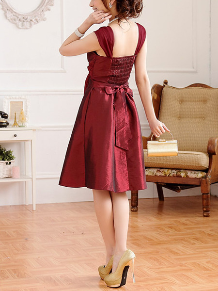 Red Wrap V Neck Plus Size Dress
