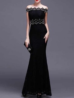 Black Bodycon Maxi Off Shoulder Dress for Prom Cocktail
