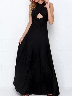 Black Maxi Plus Size Halter Dress for Prom Cocktail Evening Ball
