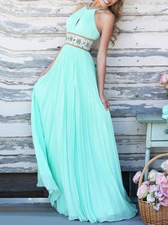 Green Halter Maxi Plus Size Dress for Cocktail Prom Ball