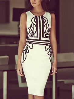 Black and White Bodycon Above Knee Dress for Cocktail Evening Party
