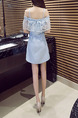 Blue Slim A-Line Linking Lace Strapless Above Knee Slip Dress for Casual Party Evening Nightclub
