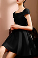 Black Slim A-Line Boat Collar Bubble Sleeve Dress for Casual Party Evening