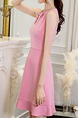 Pink Slim A-Line Butterfly Knot Above Knee Fit & Flare Plus Size Dress for Casual Party