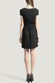 Black Cowl Neck Slim Lace Linking Bead Pleat Above Knee Fit & Flare Dress for Casual Party Evening