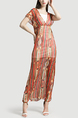 Red and Colorful V Neck Slim Chiffon Stripe Printed Adjustable Waist Two-Piece Dress for Casual Party Evening