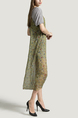 Grey and Yellow Round Neck T Shirt Knitted Sling Printed Two-Piece Dress for Casual Party