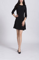 Black Round Neck Plus Size Slim A-Line Linking Zipped Butterfly Knot Above Knee Fit & Flare Dress for Casual Office Party