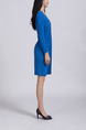 Blue Above Knee Shift Long Sleeve Plus Size Dress for Casual Party Office