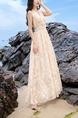 Beige High Waist Hang Neck Open Back Printed Dress for Casual Beach

