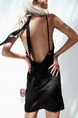 Black Slim Bandage Above Knee V Neck Slip Plus Size Backless Dress for Party Nightclub Casual
