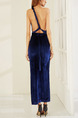 Blue Slim Cross Backless Maxi  Dress for Party Evening Cocktail