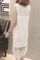 White Loose Lace Knitting Knee Length Shift Dress for Casual Party