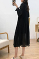 Black Midi Long Sleeve Dress for Casual Party Evening