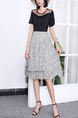 Black and White Fit & Flare Lace Knee Length Dress for Casual Party Office