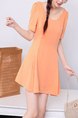 Orange Above Knee Fit & Flare Dress for Casual Party