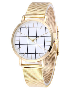 Gold Stainless Steel Band Bracelet Quartz Watch