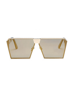 Gold Solid Color Metal and Plastic Polarized Irregular Sunglasses