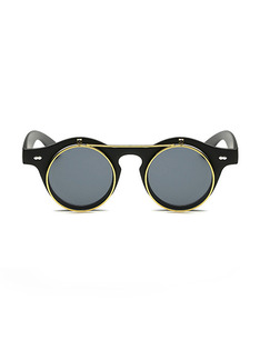 Black Gradient Plastic Renovate Round Sunglasses