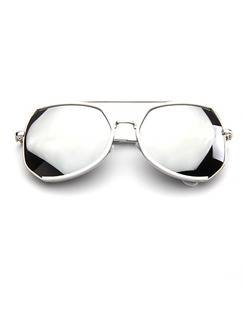 Black Solid Color Metal and Plastic Irregular Sunglasses
