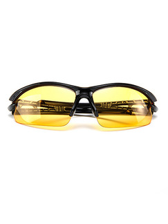 Yellow Solid Color Plastic Ride Wrap Sunglasses