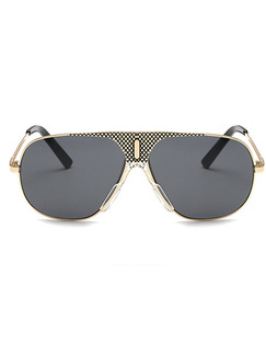 Black Solid Color Metal and Plastic Trendy Sunglasses