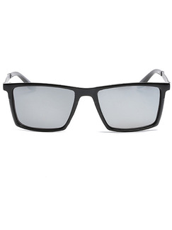 Gray Solid Color Plastic and Metal Polarized Square Sunglasses