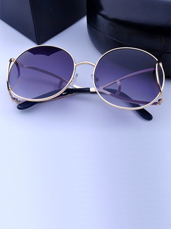 Purple Solid Color Metal and Plastic Round Sunglasses