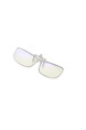 White Solid Color Metal and Plastic Clip-on Rectangle Sunglasses