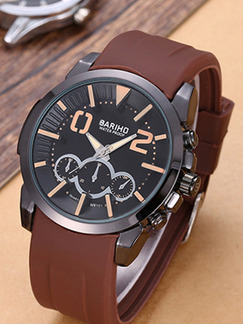 Brown Rubber Band Bracelet Quartz Watch
