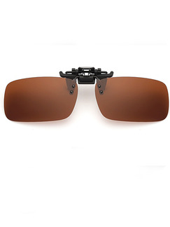 Brown Solid Color Plastic Polarized Clip-on Rectangle Sunglasses