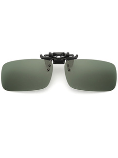 Green Solid Color Plastic Polarized Clip-on Rectangle Sunglasses