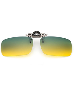 Green and Yellow Gradient Metal Polarized Clip-on Rectangle Sunglasses