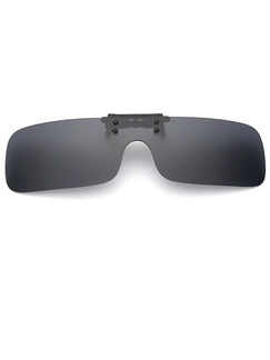 Black Solid Color Plastic Polarized Clip-on Rectangle Sunglasses