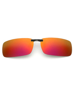 Orange and Red Gradient Mirror Plastic Polarized Clip-on Rectangle Sunglasses