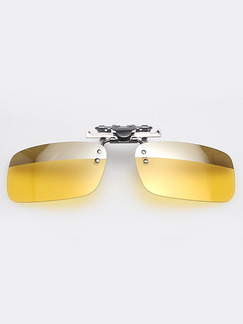 Yellow and Silver Solid Color Metal Polarized Clip-on Trendy Rectangle Sunglasses