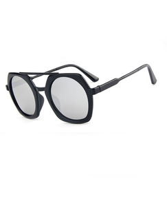 Silver Mirror Plastic Trendy Irregular Sunglasses