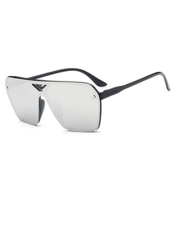 Silver Mirror Metal and Plastic Trendy Square Sunglasses