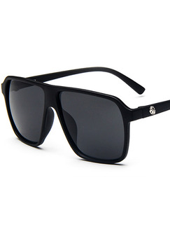 Black Solid Color Plastic Square Sunglasses