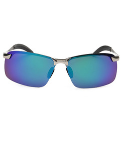 Blue Gradient Mirror Metal and Plastic Rectangle Sunglasses