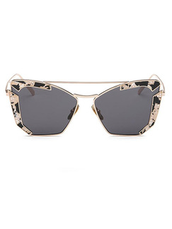 Black Solid Metal and Plastic Polarized Trendy Cat Eye Sunglasses
