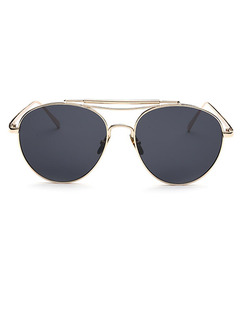 Black Solid Color Metal Round Sunglasses