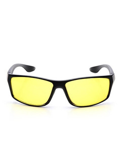 Yellow Solid Color Plastic Rectangle Sunglasses