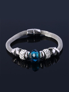 Alloy and Spphire Crystal Bangle