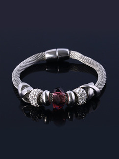 Alloy and Crystal Ruby Bangle