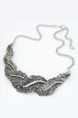 Alloy and Gemstone Feather Necklace