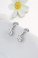 Silver Plated Dangle Crystal Stud Earring