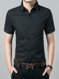 Black Shirt Printed Slim Cardigan Button Up Plus Size Men Shirt for Casual Office