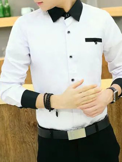 White and Black Shirt Cardigan Slim Linking Contrast Plus Size Long Sleeve Bottom Up Men Shirt for Casual Office Party