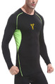Black and Green Plus Size Contrast Sports Tight Quick Dry Men Shirt for Sports Fitness
